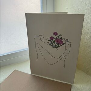 Artistic Embrace Thank You Card with Pink Roses